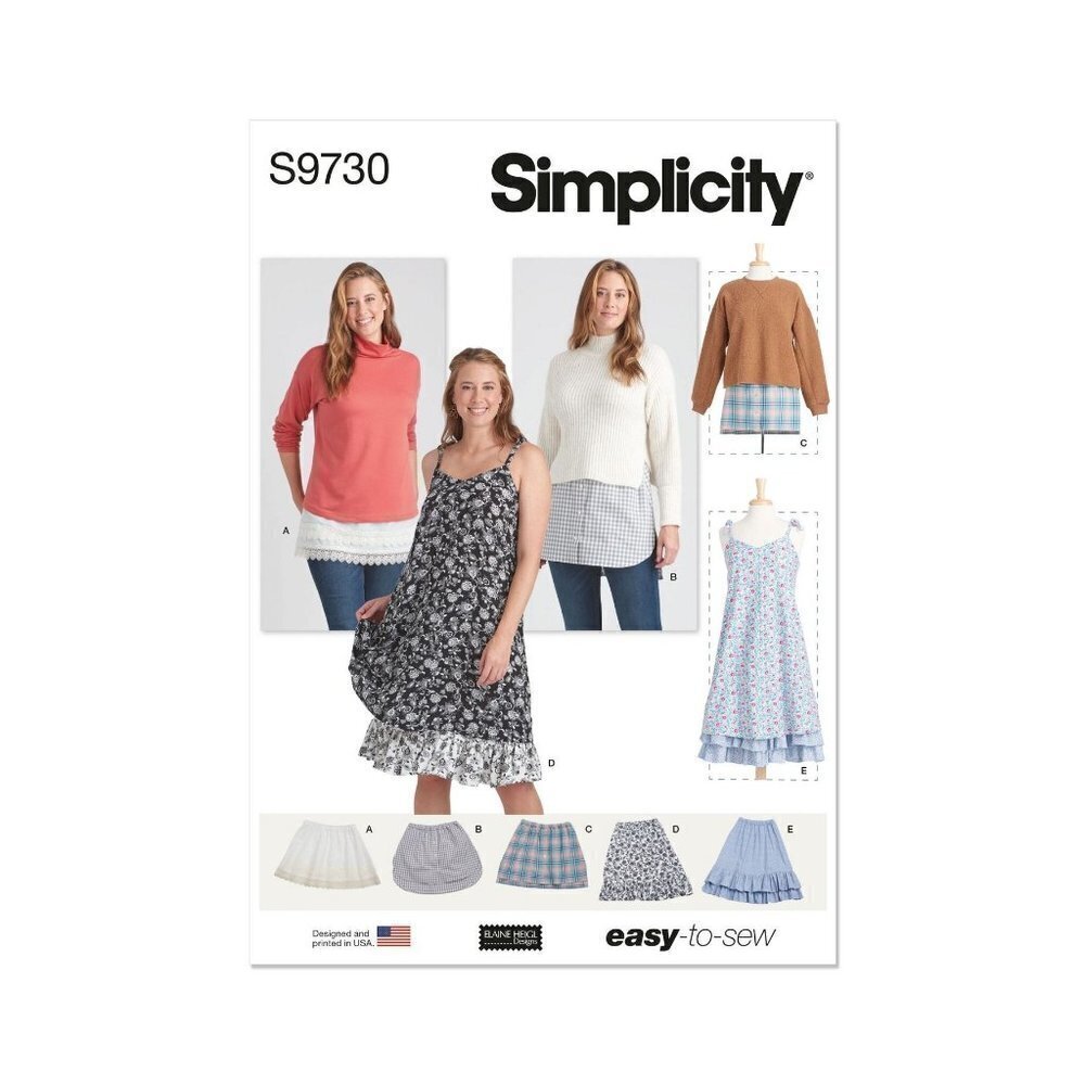 Simplicity‎ Sewing Pattern 9730 Slips Misses Size S-XXL Layering A-Line Mini